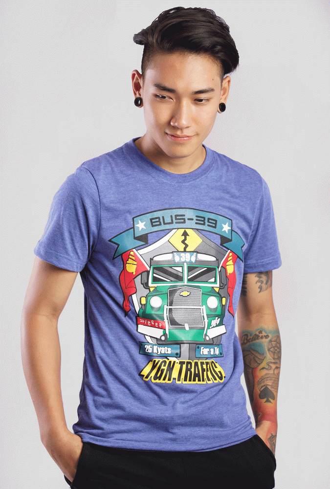 Bus-39 Design Men T-shirt (Blue)